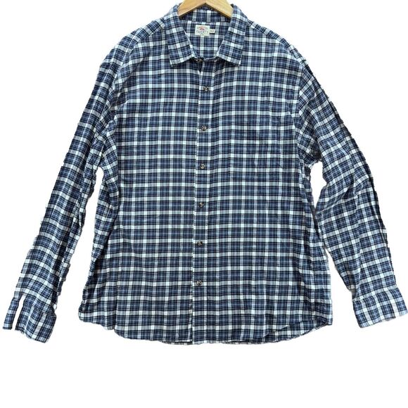 Faherty Mens Plaid Long Sleeve Button Up Shirt Size XXL Blue Lightweight Preppy - Picture 2 of 9